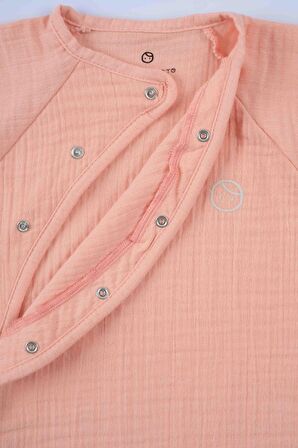  Kruvaze Yaka Müslin Bebek Tulum Pembe Organik Pamuk