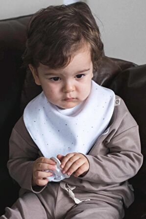 Sıvı Geçirmez Emzik Tutuculu Önlük Konfeti Desenli Organik Pamuk