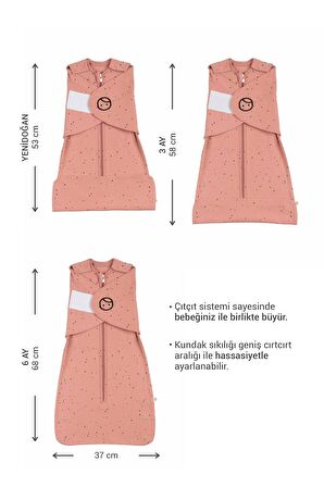 Pelerin Uyku Tulumu 0-6 Ay Cosmos Pembe Organik Pamuk