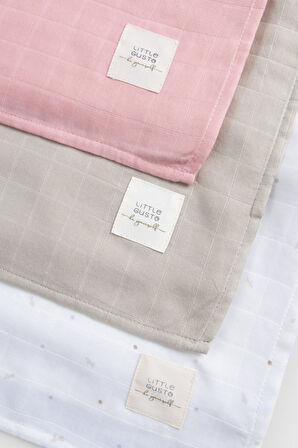 Organik Pamuk Müslin Pembe 3'lü Swaddle Seti 100x100 cm