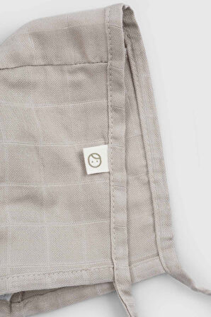 Organik Pamuk Müslin Bej Bebek İngiliz Şapka