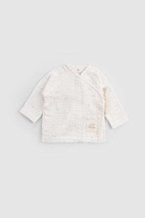 Organik Pamuk Müslin Ekru Kruvaze Bebek Takımı