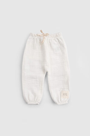 Organik Pamuk Müslin Ekru Kruvaze Bebek Takımı