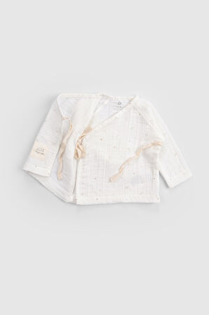 Organik Pamuk Müslin Ekru Kruvaze Bebek Takımı