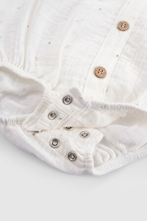 Organik Pamuk Müslin Ekru Bebek Kolsuz Zıbın