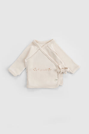 Ters Dikişli Organik Pamuk Ekru Prematüre Kruvaze Takım