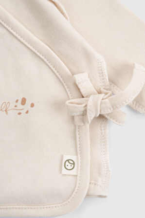 Ters Dikişli Organik Pamuk Ekru Prematüre Kruvaze Takım