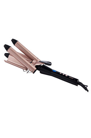 ZLN9198 3'lü Seramik Saç Maşası | Su Dalgası 3x25mm | Saç Şekillendirici | 5 Seviye Isı Ayarı Led