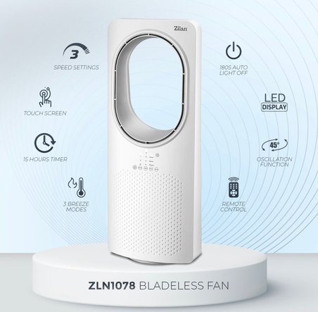 Zilan ZLN1078 Kule Tipi Vantilatör | Uzaktan Kumandalı | Zaman Ayarlı Pervanesiz Fan