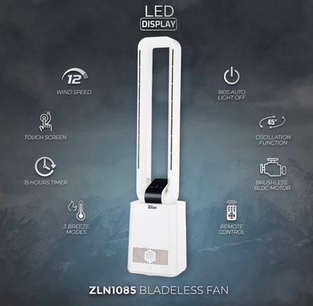 Zilan ZLN1085 Kule Tipi Vantilatör Beyaz 50W 12 Kademeli Uzaktan Kumandalı