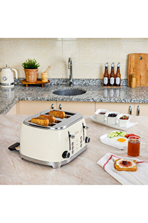 Zln1214 | Retro Ekmek Kızartma Makinesi | 6 Kademeli | Buz Çözme | Yeniden Isıtma | 1500w