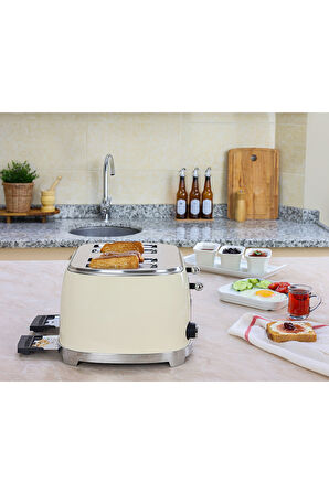 Zln1214 | Retro Ekmek Kızartma Makinesi | 6 Kademeli | Buz Çözme | Yeniden Isıtma | 1500w