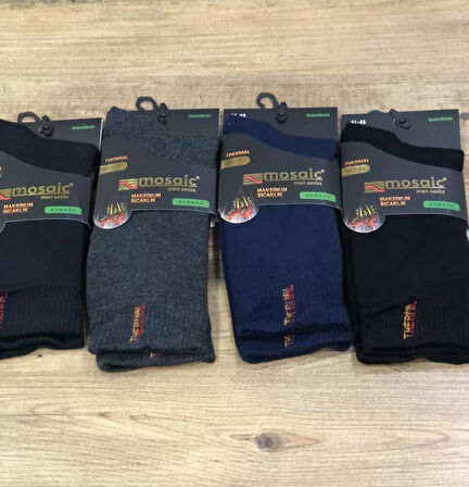 4 Lü Mosaic Punto Erkek Bambu Kışlık Termal Havlu Çorap Parfümlü 41 - 45 No