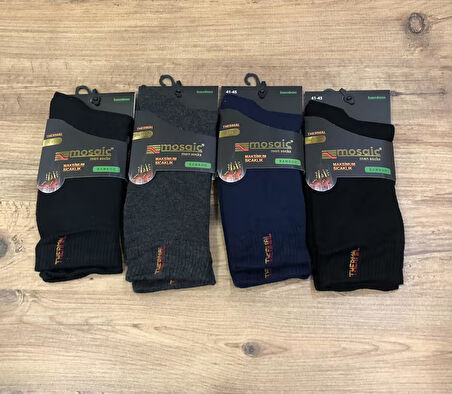 4 Lü Mosaic Punto Erkek Bambu Kışlık Termal Havlu Çorap Parfümlü 41 - 45 No