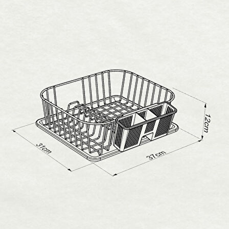 TEKNOTEL TEK KATLI BULAŞIKLIK TABAKLIK BULAŞIK KURUTMA SEPETİ MAT SİYAH KB084