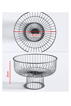 TEKNOTEL METAL MEYVE SEPETİ ORGANİZER SEPET MAT SİYAH MG527