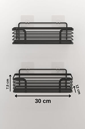 TEKNOTEL BANYO DÜZENLEYİCİ ŞAMPUANLIK BANYO DUŞ RAFI 2 ADET BANYO RAFI MAT SİYAH ST284H