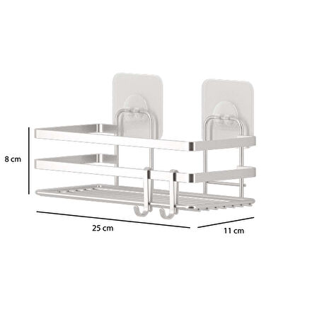 TEKNOTEL BANYO DÜZENLEYİCİ ŞAMPUANLIK BANYO DUŞ RAFI BEYAZ ST281H