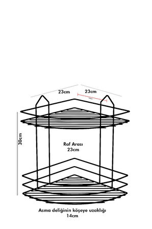 TEKNOTEL BANYO DÜZENLEYİCİ ŞAMPUANLIK SABUNLUK 2 KATLI YAPIŞKANLI BANYO DUŞ RAFI SİYAH ST002