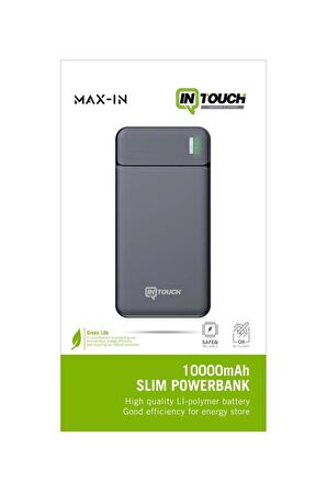 Intouch 10000 mAh Hızlı Şarj Powerbank Gri 