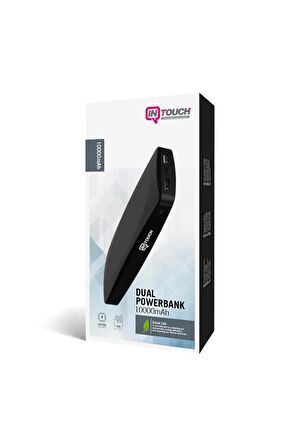 Intouch 10000 mAh Hızlı Şarj Powerbank Siyah 