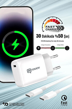 Smarty Pd 25 W Type-c To Lightning Kablolu Şarj Adaptörü/8 X Xs Xr 11 12 13 14 Serileri Ile Uyumlu