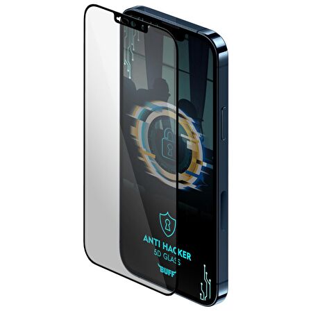 Buff iPhone 13/13 Pro 5D Glass Anti Hacker Ekran Koruyucu