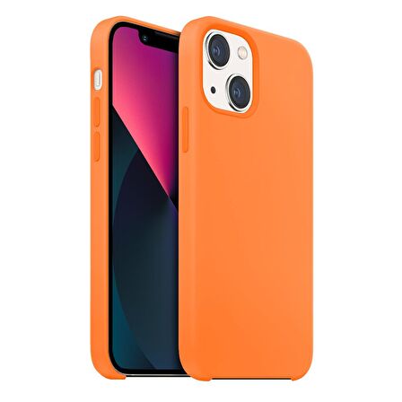 Buff iPhone 13 Mini Rubber Fit Kılıf Light Orange