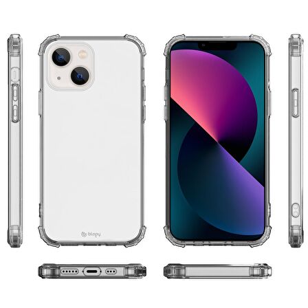 Blogy iPhone 13 Mini ile Uyumlu Crystal Fit Kılıf Crystal Clear