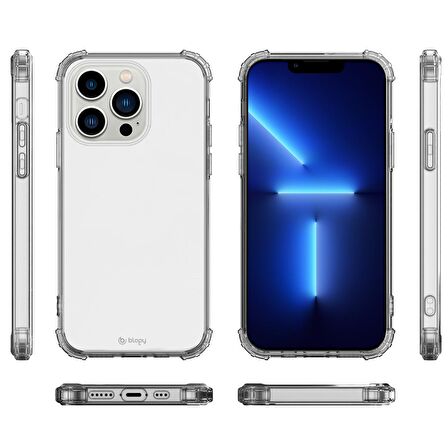 Blogy iPhone 13 Pro ile Uyumlu Crystal Fit Kılıf Crystal Clear