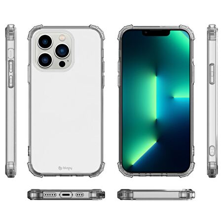 Blogy iPhone 13 Pro Max ile Uyumlu Crystal Fit Kılıf Crystal Clear
