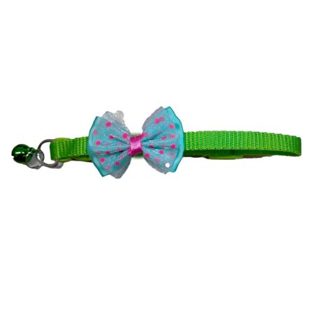 Lionpet Çıngıraklı Kurdelalı Kedi Tasması 10 mm X 32 cm (Yeşil)