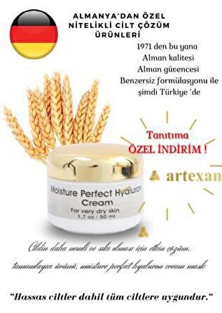 Artexan Moısture Perfect Hyaluron Tüm Cilt Tipleri İçin Su Bazlı Yağsız Nemlendirici Yüz Bakım Kremi 50 ml