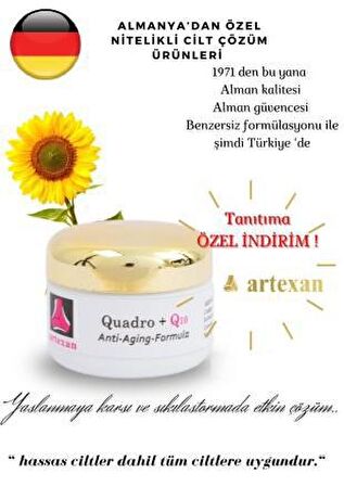 Artexan Quadro Yaşlanma Karşıtı C Vitaminli 30 Yaş + Gece-Gündüz Yüz ve Boyun Kremi 10 ml 