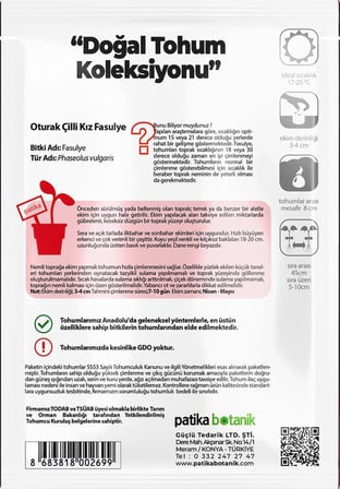 50 Adet Oturak Çilli Kız Taze Fasulye Tohumu