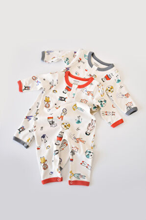 Organik 2 Li Çıtçıtlı Bebek Tulum - Csy5816 - Rebebe