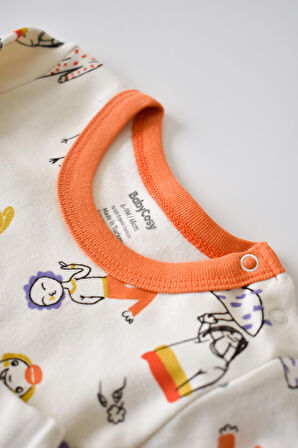 Baby Cosy Unisex Turuncu Organik Alt Üst Bebek Takımı - Csy2007 - Rebebe