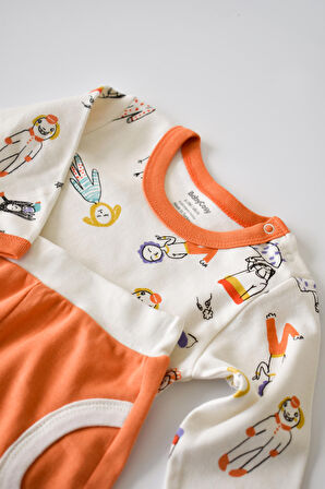 Baby Cosy Unisex Turuncu Organik Alt Üst Bebek Takımı - Csy2007 - Rebebe