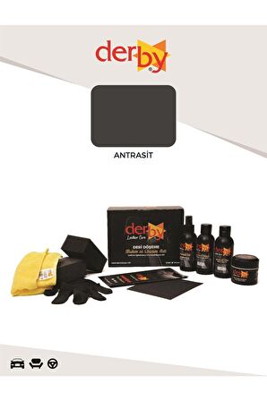 Antrasit Deri Döşeme Boyama, Onarım Seti - Çatlak Ve Yırtık Deri Dolgu Macunu - 4'lü Set