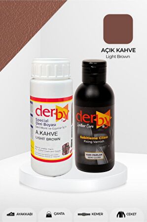 Special Açık Kahve Deri Boyası ve Cilası 100 mL - 2'li Set / Mont Eşya Çanta Deri Boyası