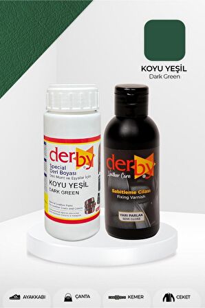 Special Koyu Yeşil Deri Boyası ve Cilası 100 mL - 2'li Set / Mont Eşya Çanta Deri Boyası