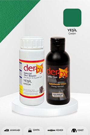 Special Yeşil Deri Boyası ve Cilası 100 mL - 2'li Set / Mont Eşya Çanta Deri Boyası