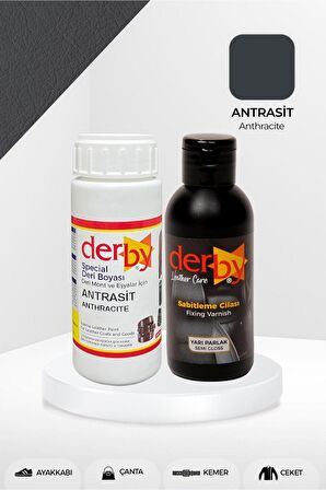 Special Antrasit Deri Boyası ve Cilası 100 mL - 2'li Set / Mont Eşya Çanta Deri Boyası