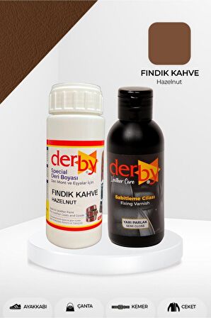 Special Fındık Kahve Deri Boyası ve Cilası 100 mL - 2'li Set / Mont Eşya Çanta Deri Boyası