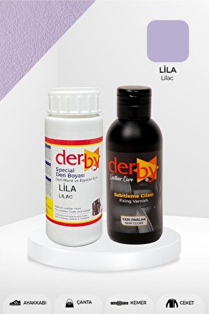 Special Lila Deri Boyası ve Cilası 100 mL - 2'li Set / Mont Eşya Çanta Deri Boyası