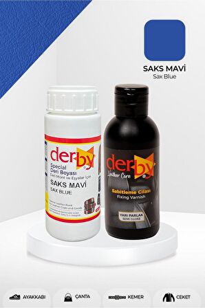 Special Saks Mavi Deri Boyası ve Cilası 100 mL - 2'li Set / Mont Eşya Çanta Deri Boyası