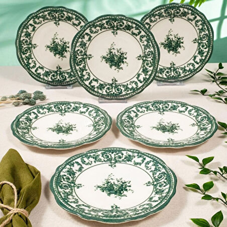 Fecra Majestic Green 6'lı Pasta Tabağı Seti