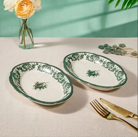 Fecra Majestic Green 2'Li Kayık Tabak