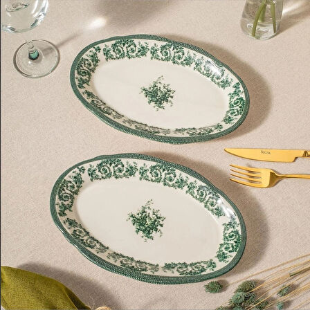 Fecra Majestic Green 2'Li Kayık Tabak