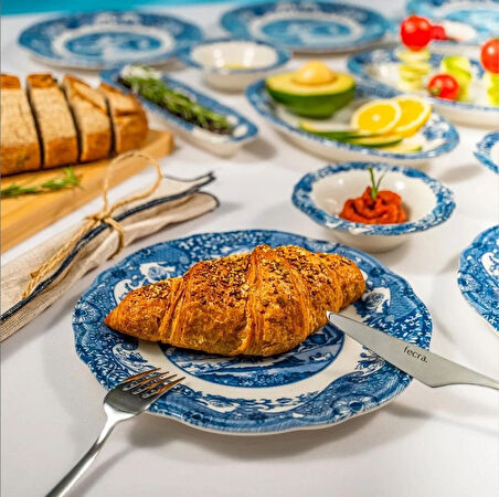 Fecra Vintage Blue 14 Parça Kahvaltı Takımı
